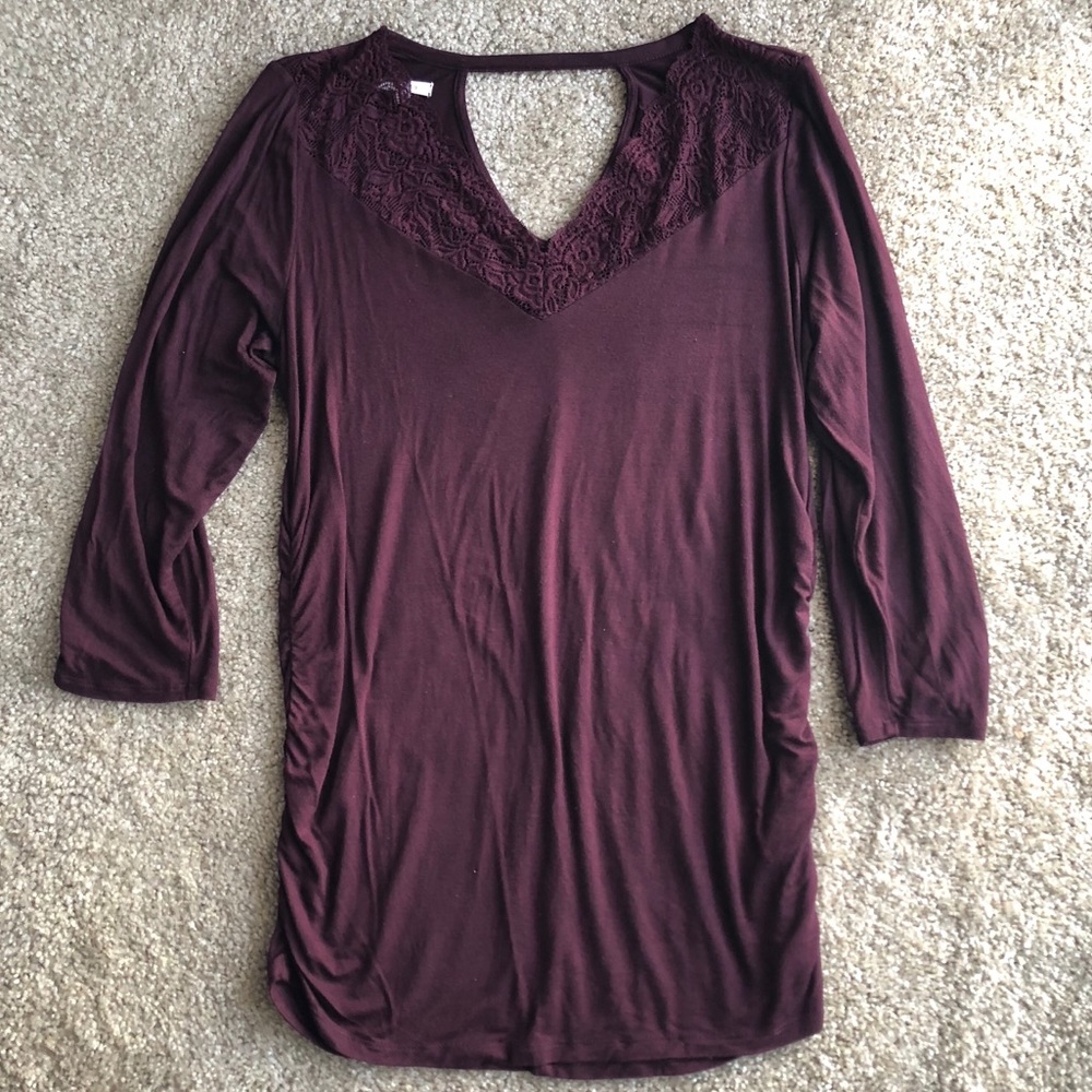 Maurices 24/7 tunic tee w/ lace trim 3/4 sleeves